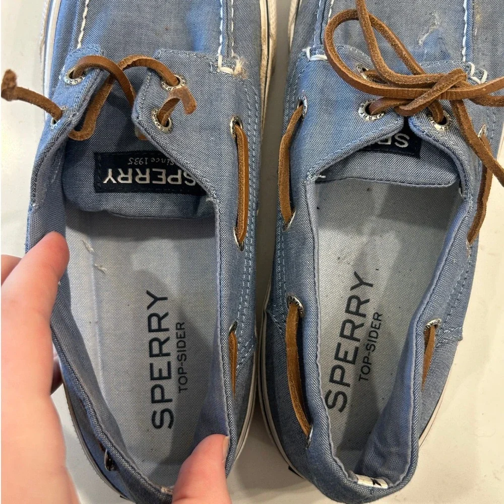 Sperry Top-Sider Bahama II Boat Shoes Sneakers Mens 9 Chambray Blue Canvas